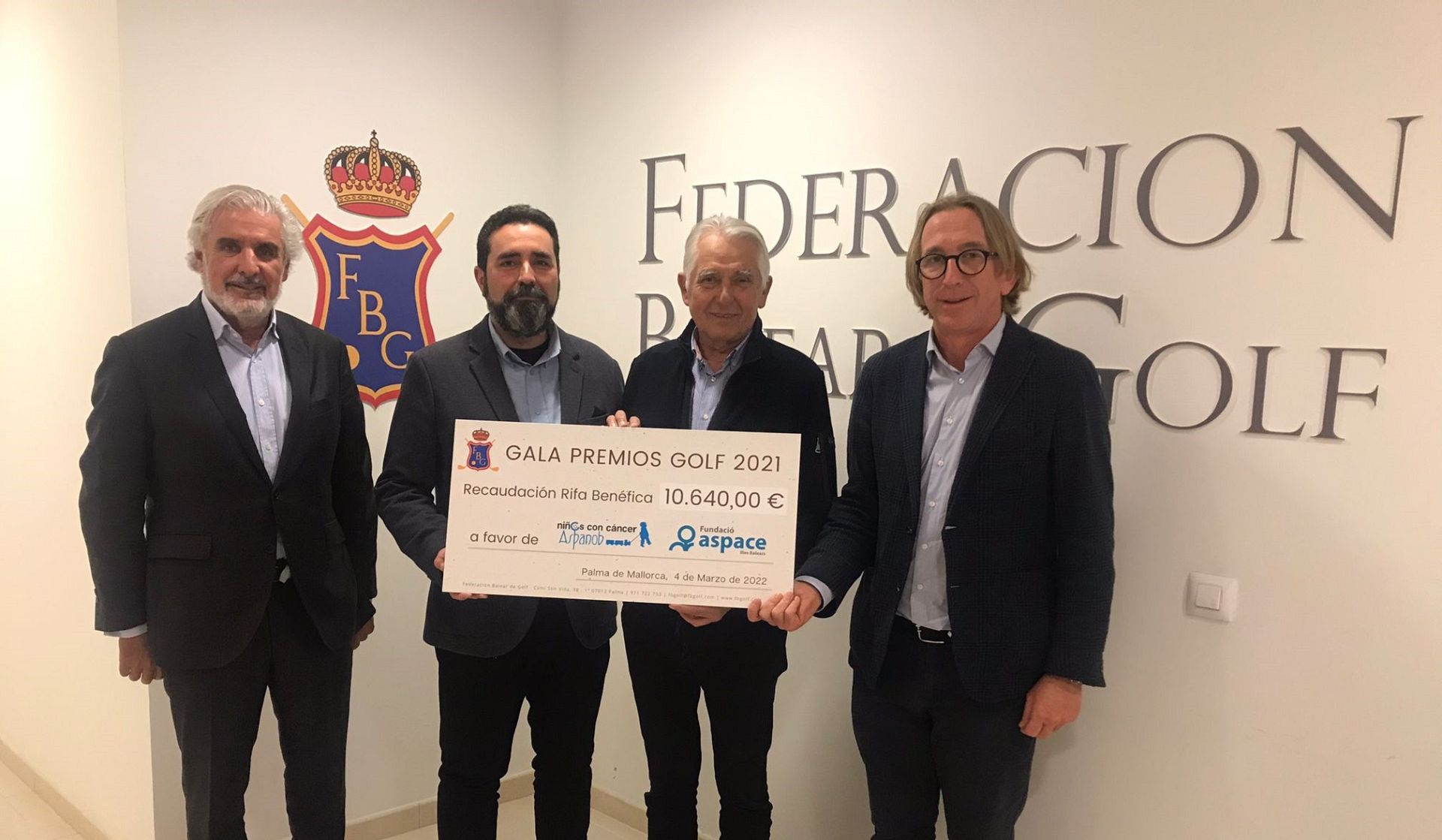 El golf balear hace una donación de 10.600 euros a ASPANOB y ASPACE