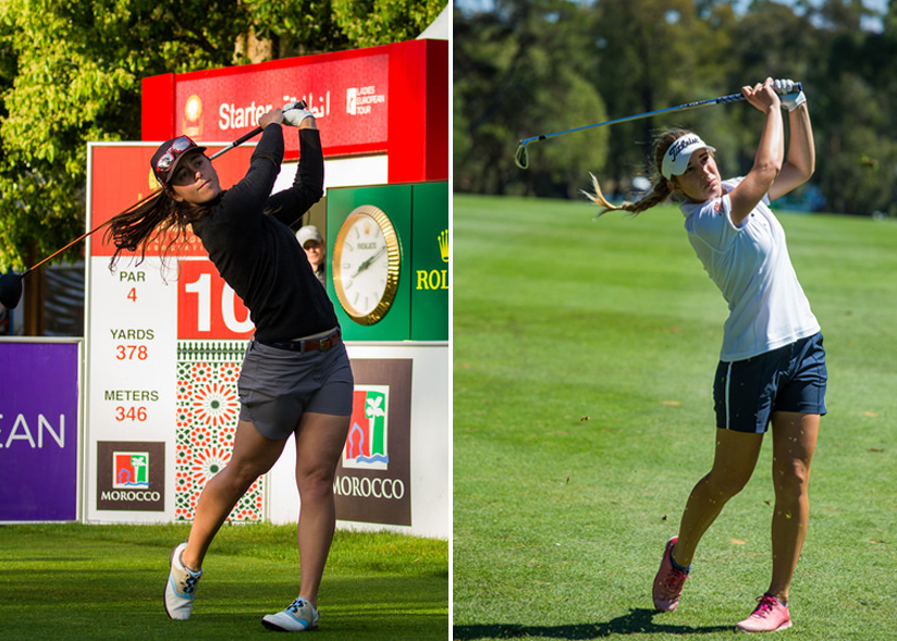 Luna Sobrón y Nuria Iturrios haciendo las Américas