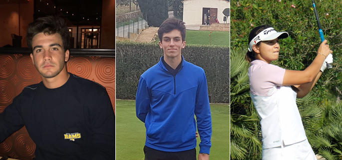 Víctor Mirón, Toni Sbert y Ana Laura Pages. Universidad y Golf en USA